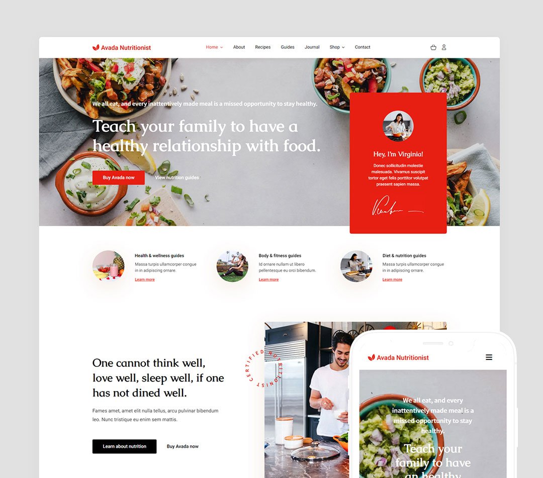 Avada Nutritionist Prebuilt Website