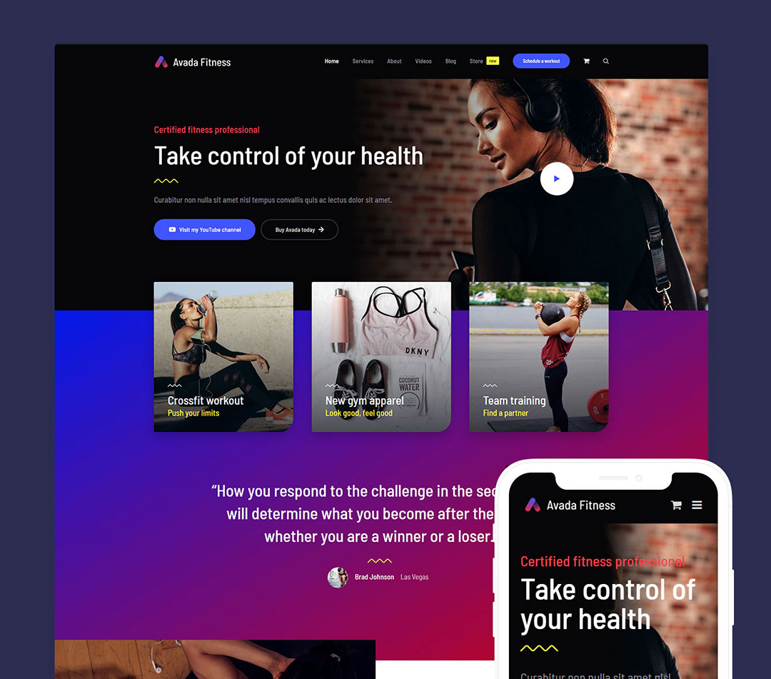 Avada Fitness Prebuilt Website